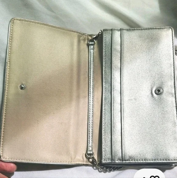 Coach Crossbody Clutch Chain Bag Wallet Gold Optic Signature Lurex 44144 - Picture 3 of 9